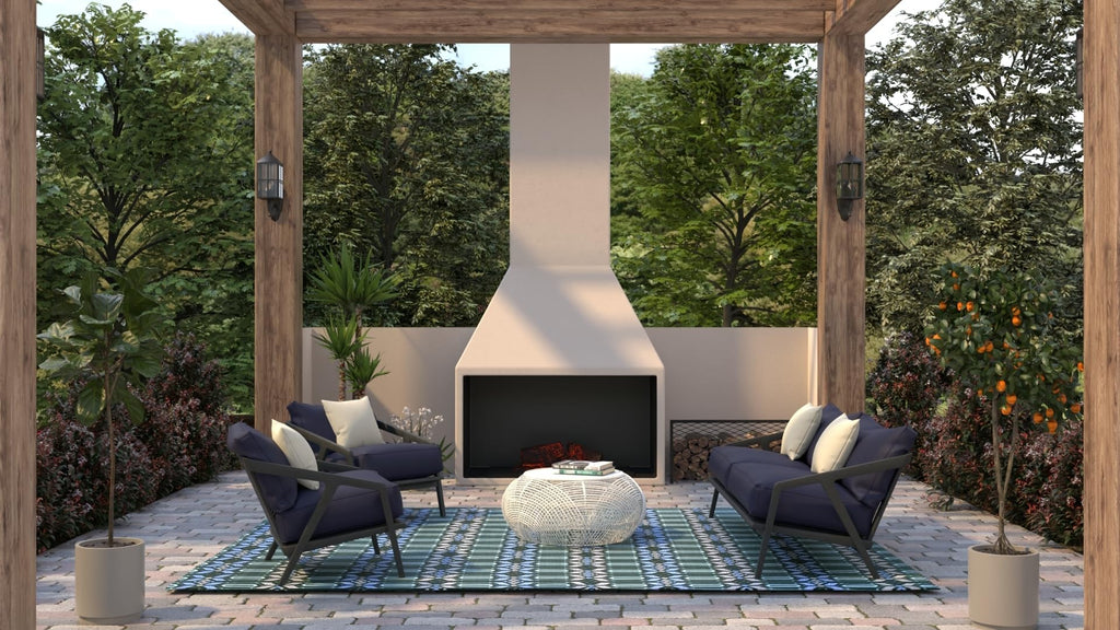 Mad Mats Geometric Outdoor Rug, Reversible Plastic Mat (2.5' X 6', Dark Periwinkle)