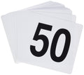 Winco 1-50 Plastic Table Numbers, White, Black