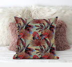 HomeRoots Blue Cream 18â€ Red Yellow Tropical Zippered Suede Throw Pillow