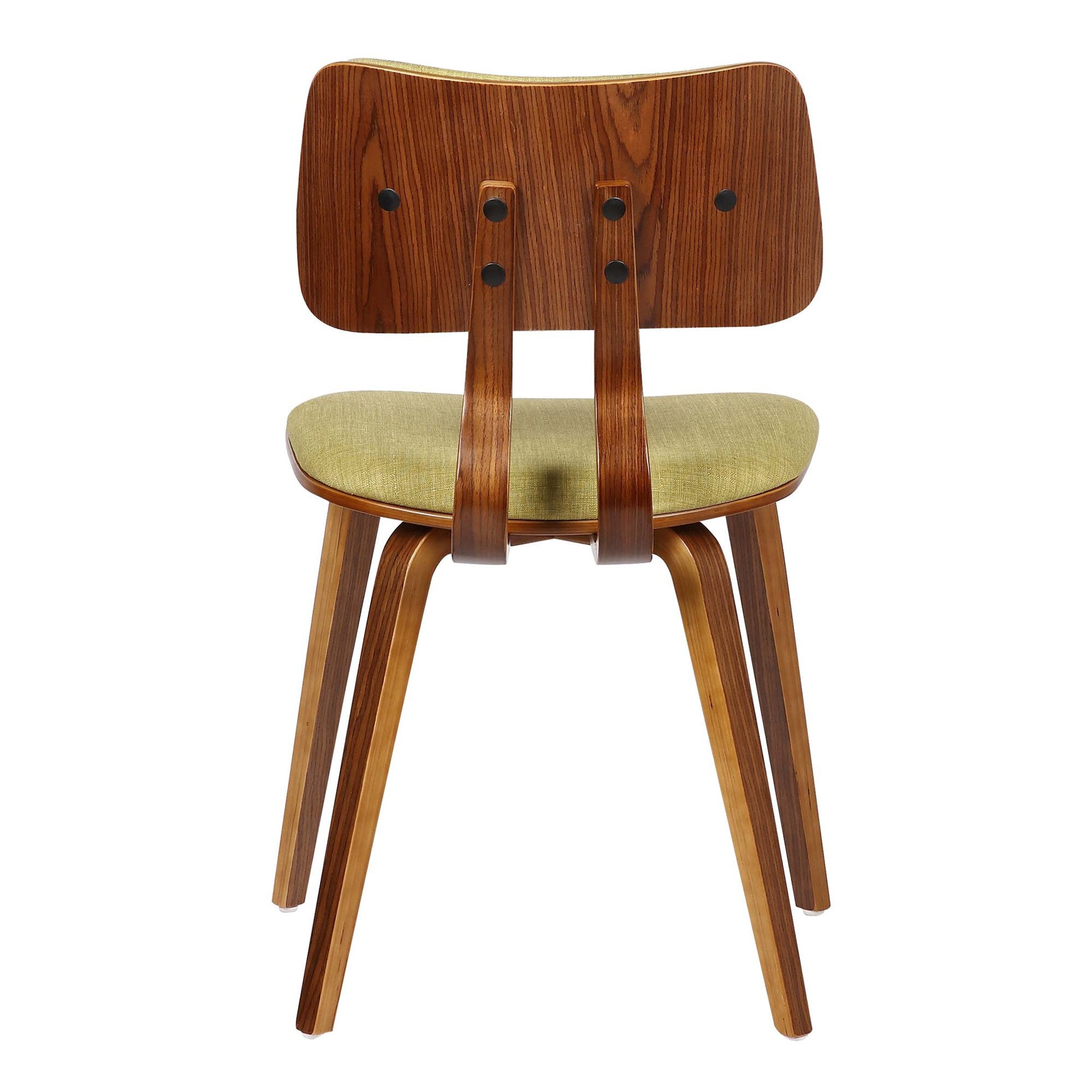 Armen Living Jaguar Mid Century Modern Dining Accent Chair For Kitchen Table Desk Vanity In Green Fabric And Walnut Wood Finish