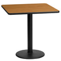 Flash Furniture Graniss 24'' Square Natural Laminate Table Top with 18'' Round Table Height Base