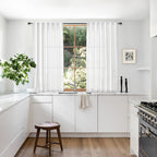 Meetbily White Kitchen Curtains 45 Inch Length 2 Panels Set Back Tab Pocket Farmhouse Light Filtering Semi Sheer Short Linen Cur