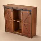 Barn Door-Style Buffet Cabinets - Rustic Wood