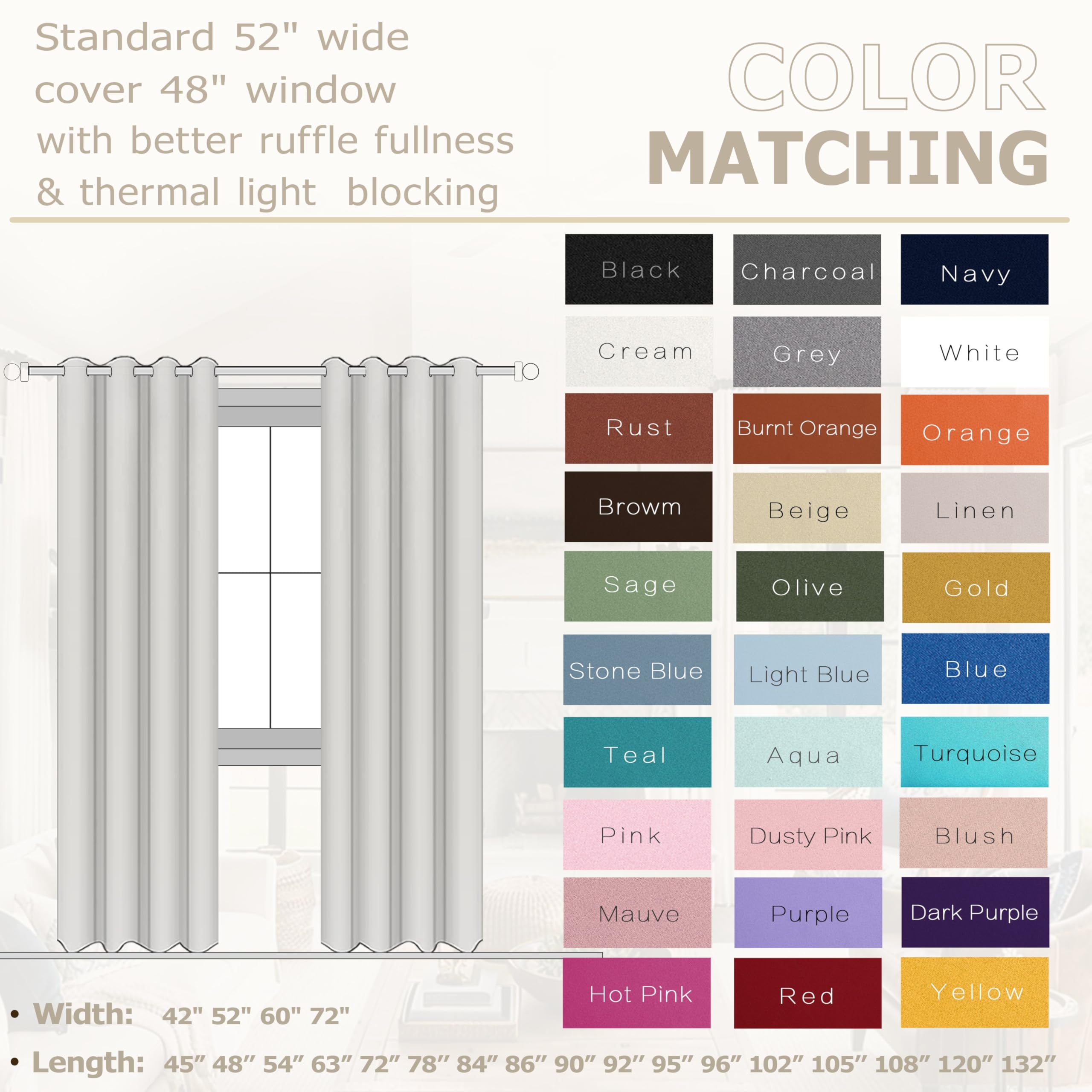 Koufall Dark Sage Green Blackout Curtains For Bedroom 84 Inch Length 2 Panels Set,Thermal Insulated Black Out Drapery Grommet Room Darkening Window Curtain Drapes For Living Room,52X84 Inches Long