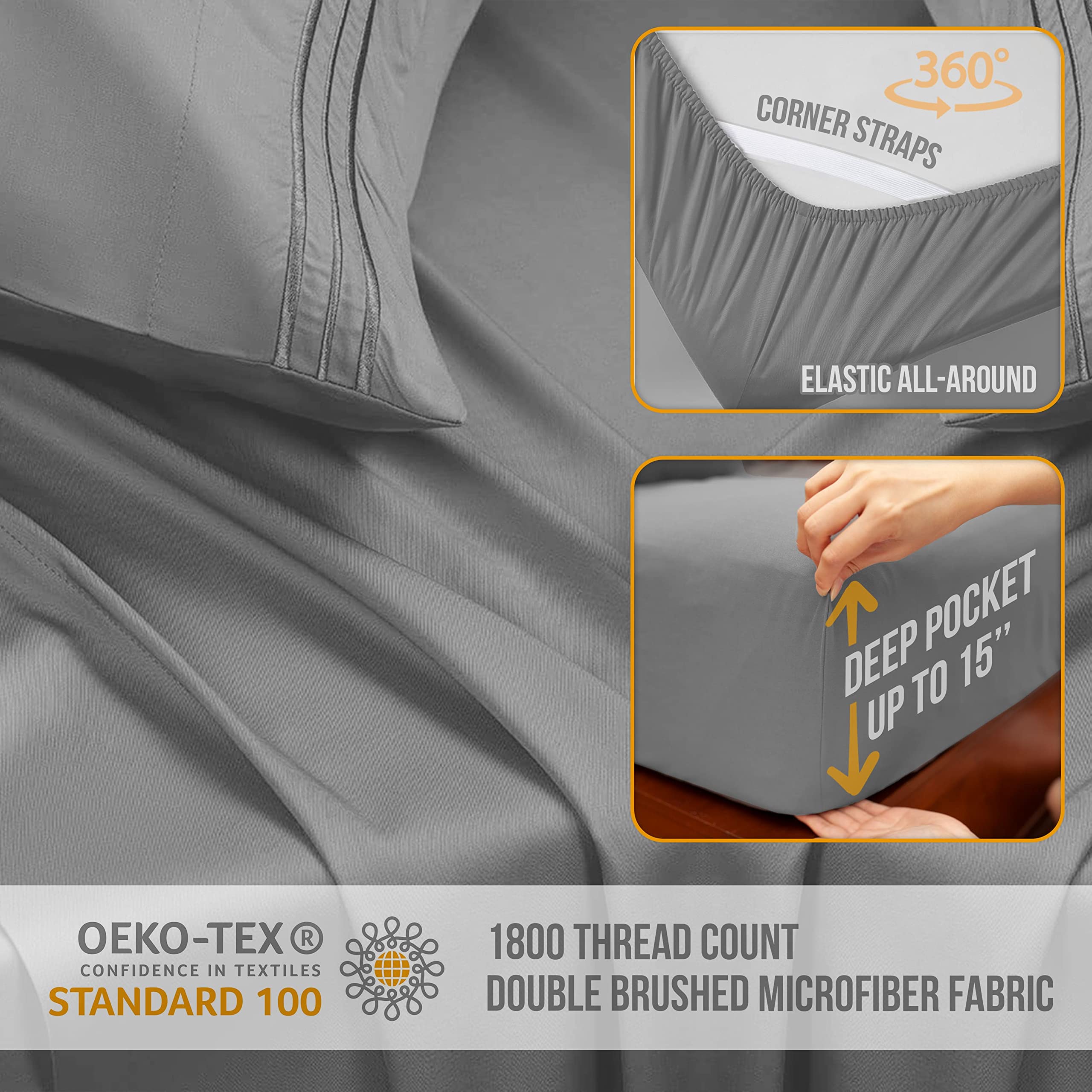 Abeero Home Queen Sheet Set - Luxury Hotel Bed Sheets - Soft Cooling Sheets With Elastic Corner Straps - Deep Pocket Microfiber