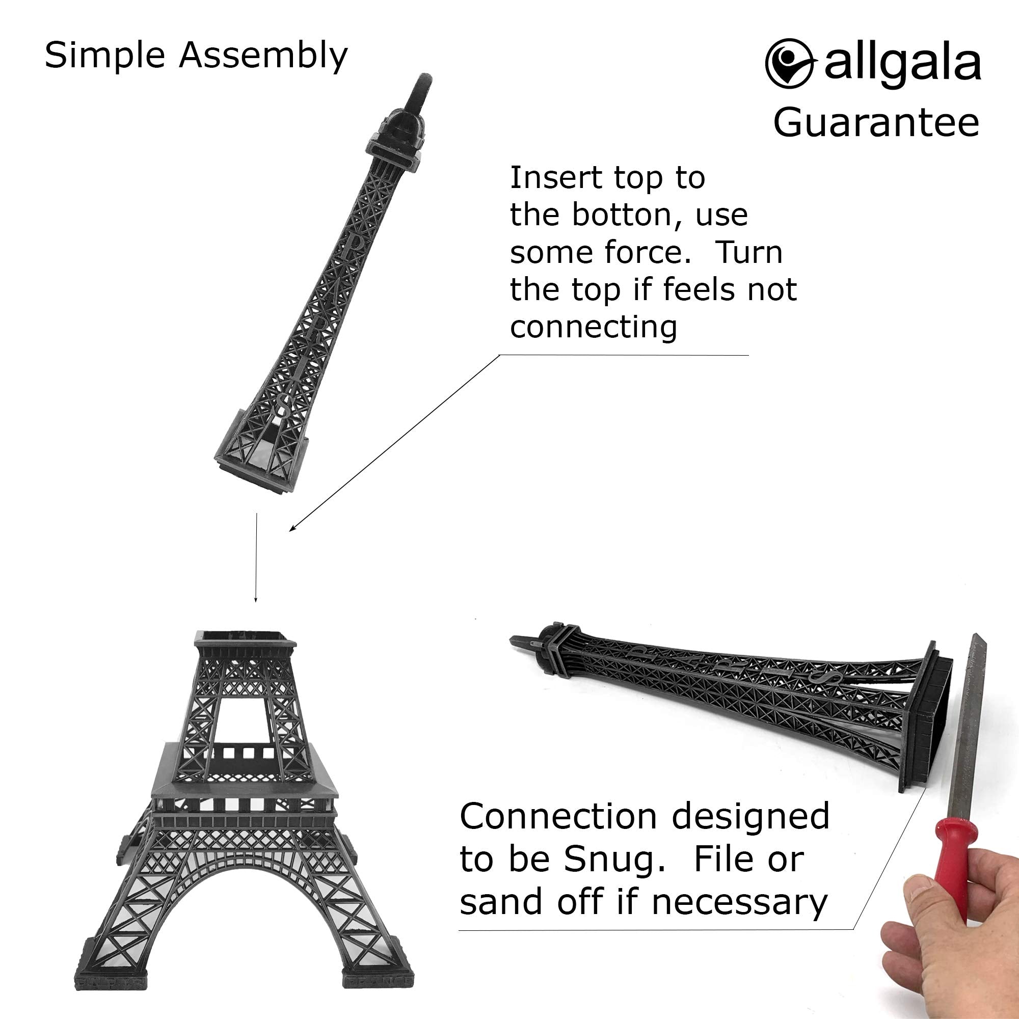 Allgala 19 Inch 48Cm Eiffel Tower Statue Decor Alloy Metal-Black (Ef19-86192)