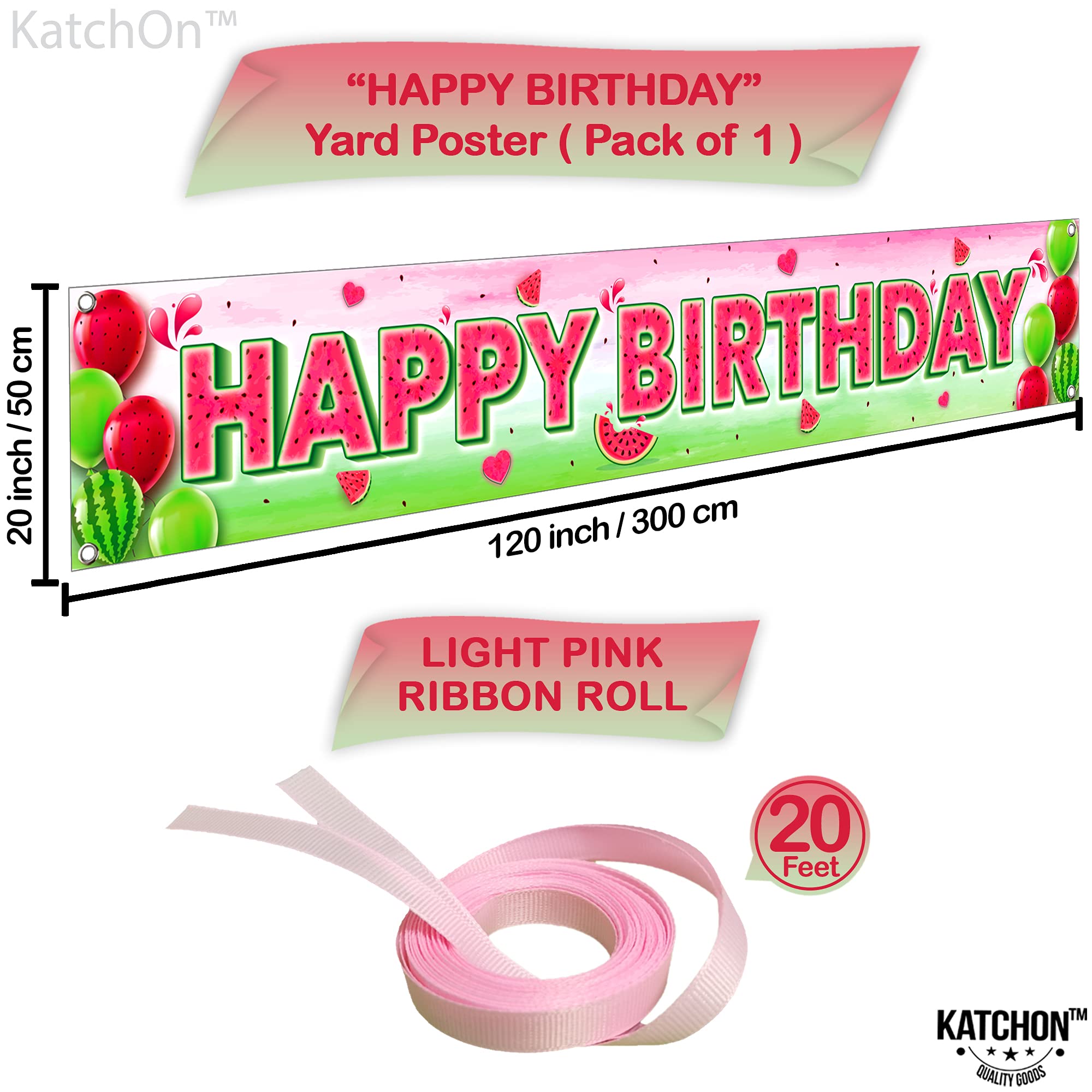 Katchon, Large Watermelon Birthday Banner - 120X20 Inch | One In A Melon Party Decorations | Watermelon Yard Banner, Watermelon