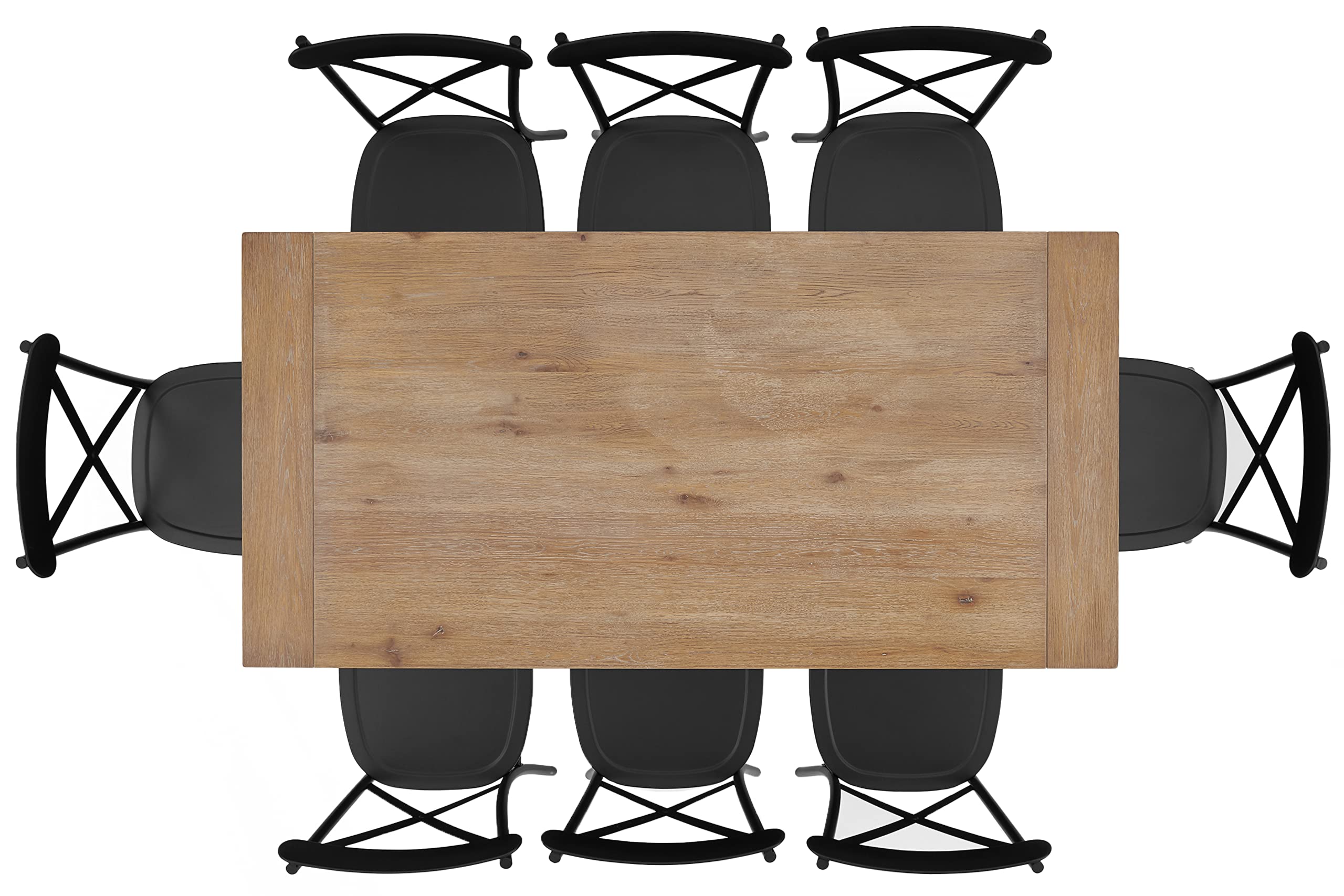 Crosley Furniture Joanna 9-Piece Modern Farmhouse Dining Table Set for 8 with Camille Metal Chairs, Rustic Brown