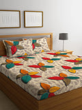 Home Sizzler 210 Tc Microfibre 3D Floral Multi Double Bedsheet With 2 King Size Pillow Covers