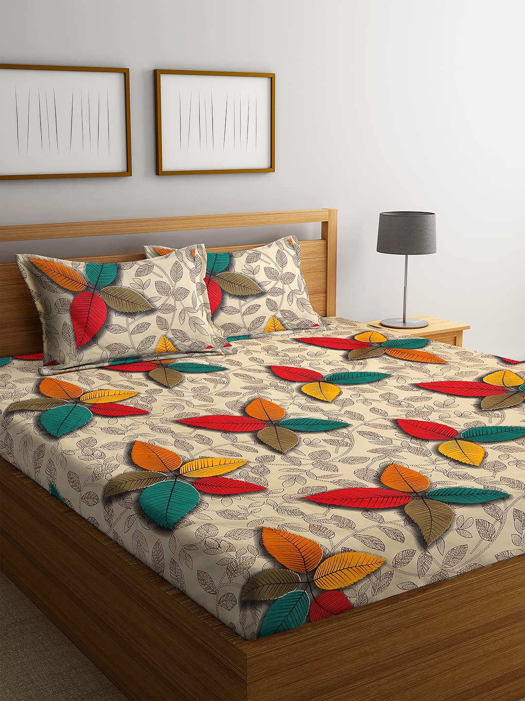 Home Sizzler 210 Tc Microfibre 3D Floral Multi Double Bedsheet With 2 King Size Pillow Covers
