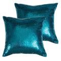 Poise3Ehome 18X18Inches Teal Throw Pillow Covers Sequin Decorative Pillow Cases For Couch, Bed, Living Room, Christmas (Teal, 2P