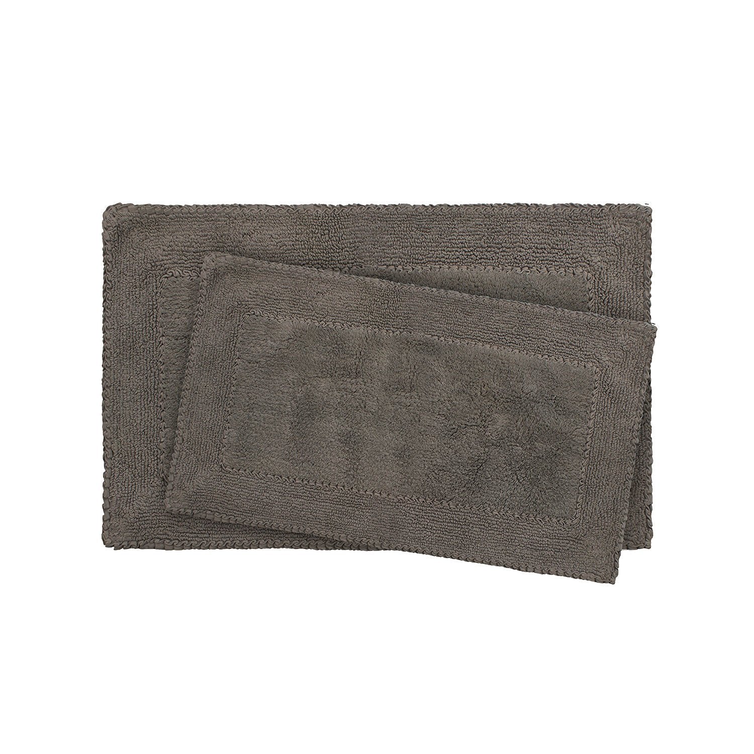 Laura Ashley Ruffle Cotton 2-Piece Bath Rug Set, Dark Gray