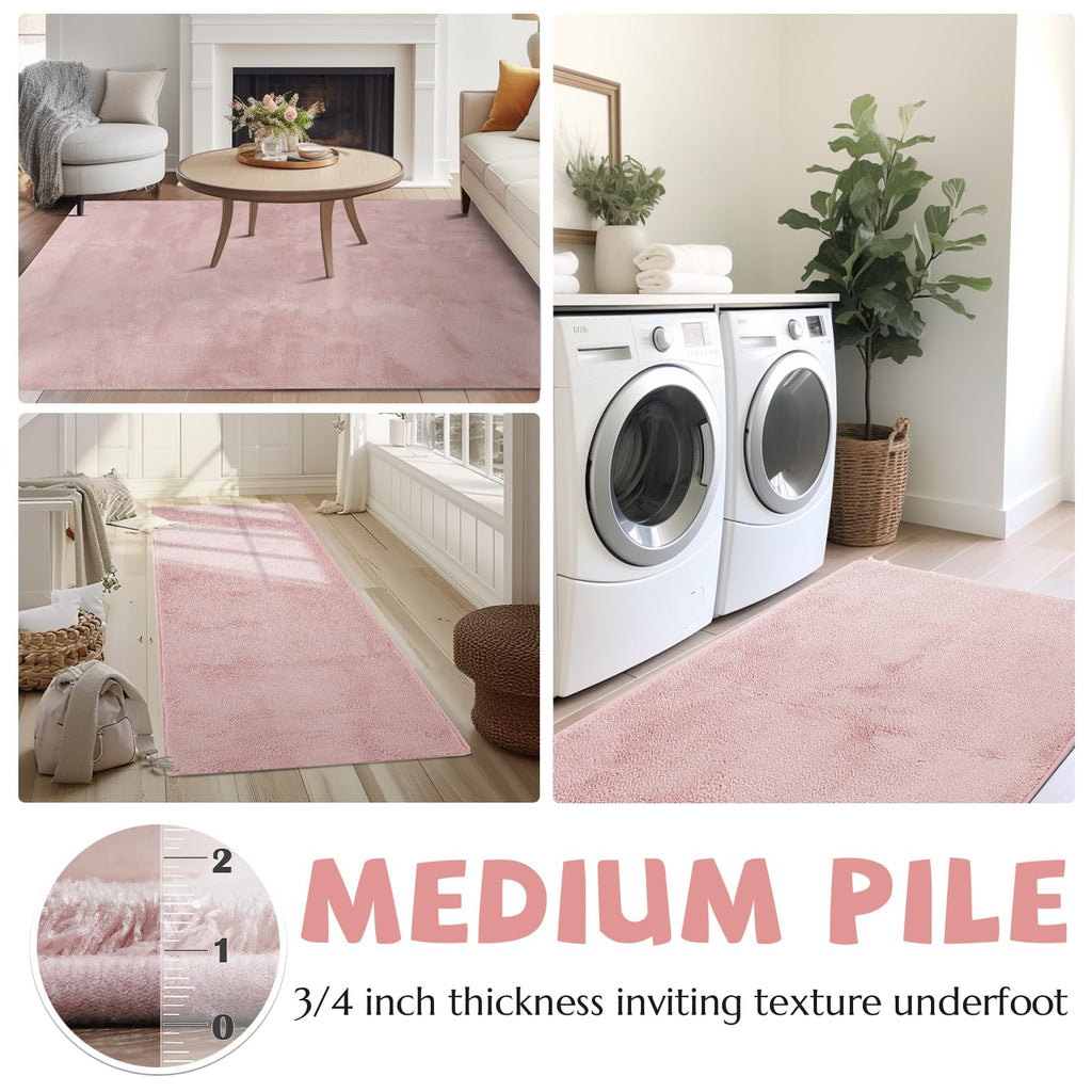 Jinchan Solid Plush Area Rug 2X3 Performance Shaggy Rug Washable Area Rug Indoor Entryway Doormat Soft Rug Modern Faux Wool Rug