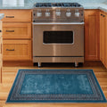 Antep Rugs Alfombras Bordered Modern 2x4 Non-Slip (Non-Skid) Low Pile Rubber Backing Kitchen Area Rug (Turquoise Blue, 23 x 4)