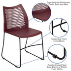 Flash Furniture Hercules Series 661 Lb. Capacity Burgundy Stack Chair With Air-Vent Back And Black Powder Coated Sled Base
