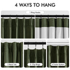 Miulee Olive Green Pinch Pleated 100% Blackout Linen Curtains For Bedroom, Room Darkening Dark Green Window Curtains 84 Inches L