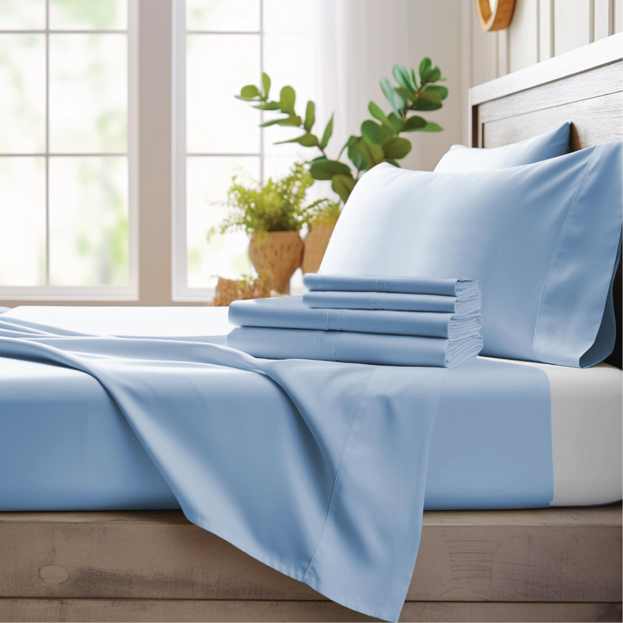 Bamboo Bay 4 Piece King Size Sheets Set - 100% Viscose Made From Bamboo Sheets King Size - Soft Cooling Sheets For Hot Sleepers