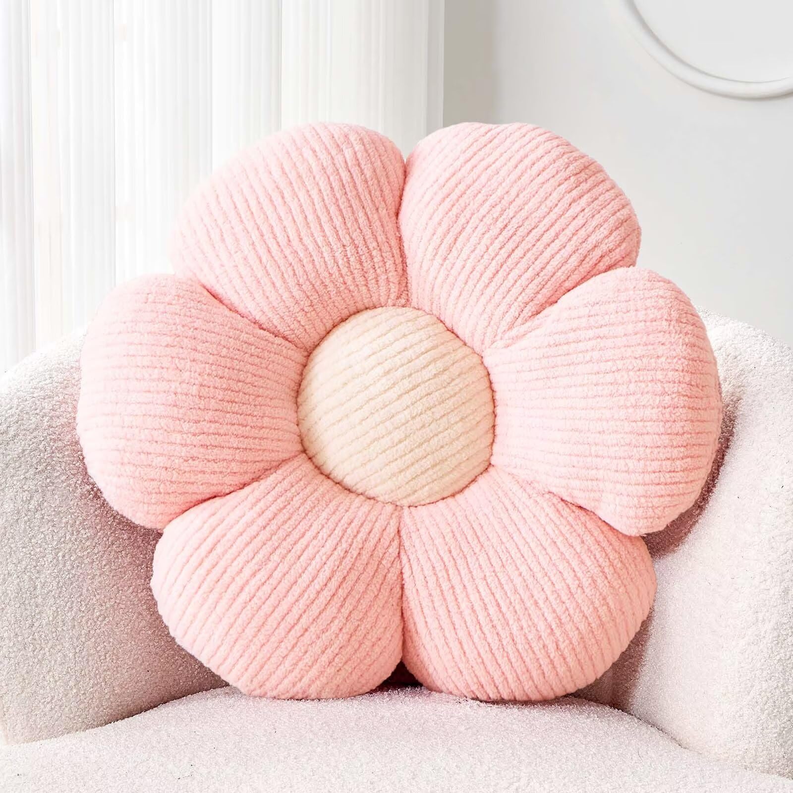 Kcvvcr Flower Throw Pillow, Soft Light Pink 14.9 ' Flower Pillow For Home Decor, Cute Flower Shaped Floor Pillow Aesthetic Flow