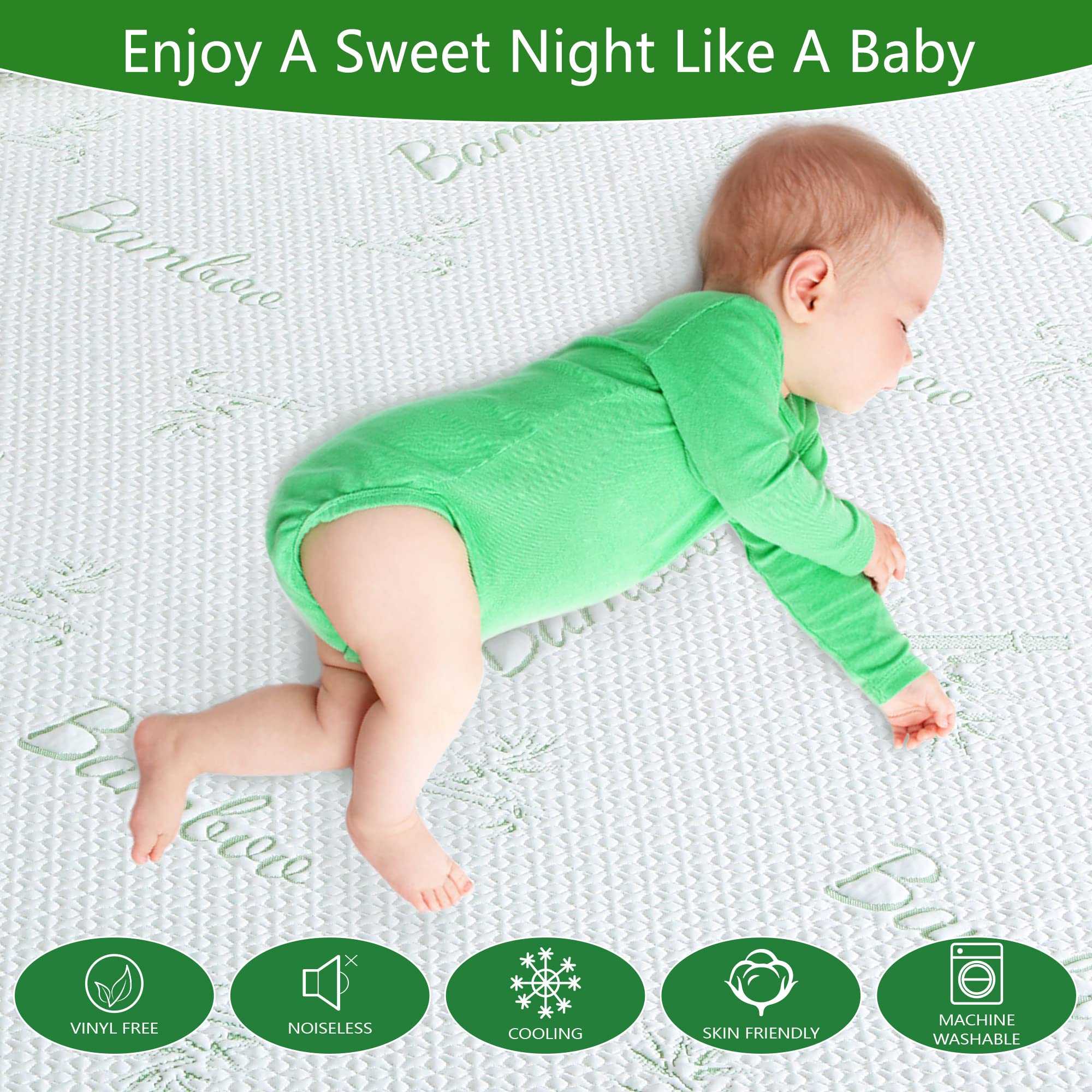 Goonik Queen Mattress Protector, Breathable Bamboo Viscose Waterproof Queen Size Mattress Pad Cover With 6-18 Inches Deep Pocket