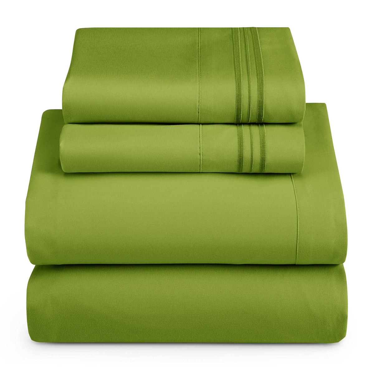 Hearth & Harbor Rv Short Queen Size Sheets - 4 Piece Bed Sheet Set, Hotel Luxury Double Brushed Bed Sheets - Extra Soft Bedding Sheets & Pillowcases, Short Queen, Calla Green