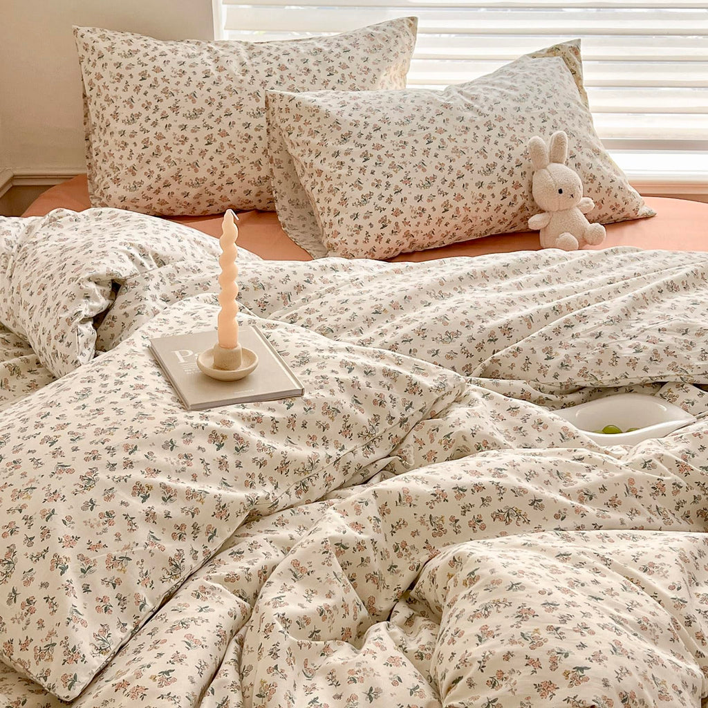 Aesthetic Floral Duvet Cover Twin Soft Cotton Boho Floral Comforter Cover White Chic Botanical French Style Duvet Cover Cute Gar