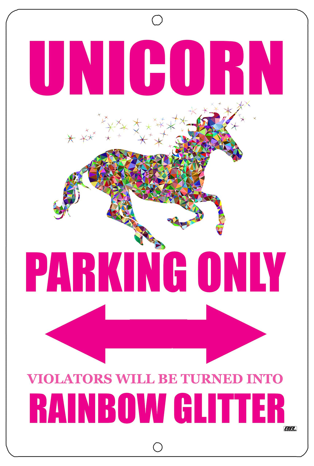 Rogue River Tactical Funny Unicorn Parking Only Sign Metal Tin Sign Wall Decor Daughter Rainbow Girls Bedroom