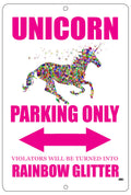 Rogue River Tactical Funny Unicorn Parking Only Sign Metal Tin Sign Wall Decor Daughter Rainbow Girls Bedroom