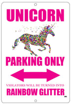 Rogue River Tactical Funny Unicorn Parking Only Sign Metal Tin Sign Wall Decor Daughter Rainbow Girls Bedroom