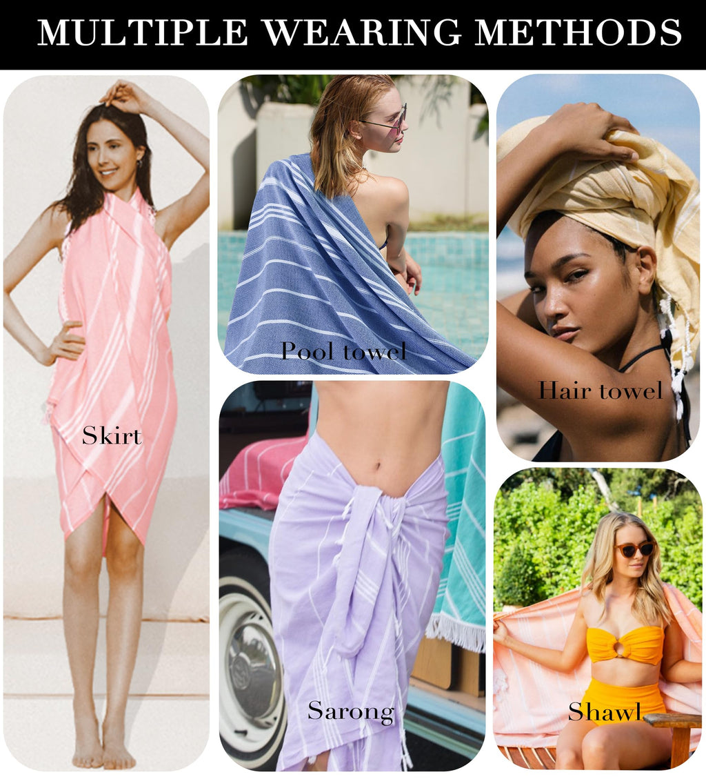 Antfuny 2 Packs Turkish Beach Towels Bathroom Pool Towel Adult Oversized Quick Dry Lightweight No Sand Extra Large Cloud Boho Ba