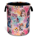 Cute Cat Pet Laundry Basket Foldable Oxford Cloth Hamper 18.9 x 16.5 Inch