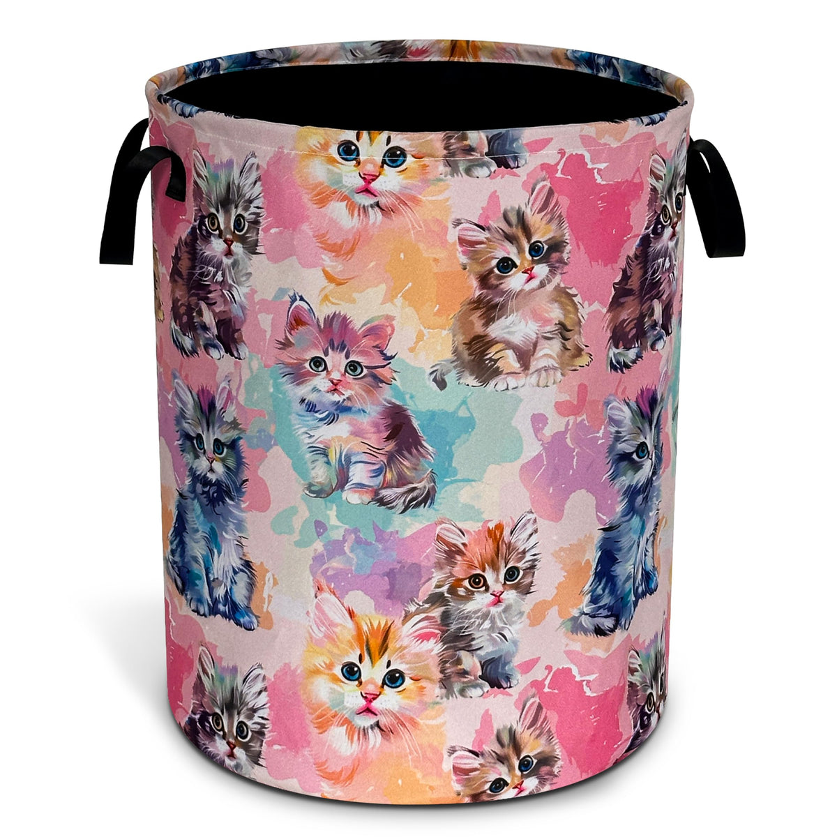 Cute Cat Pet Laundry Basket Foldable Oxford Cloth Hamper 18.9 x 16.5 Inch