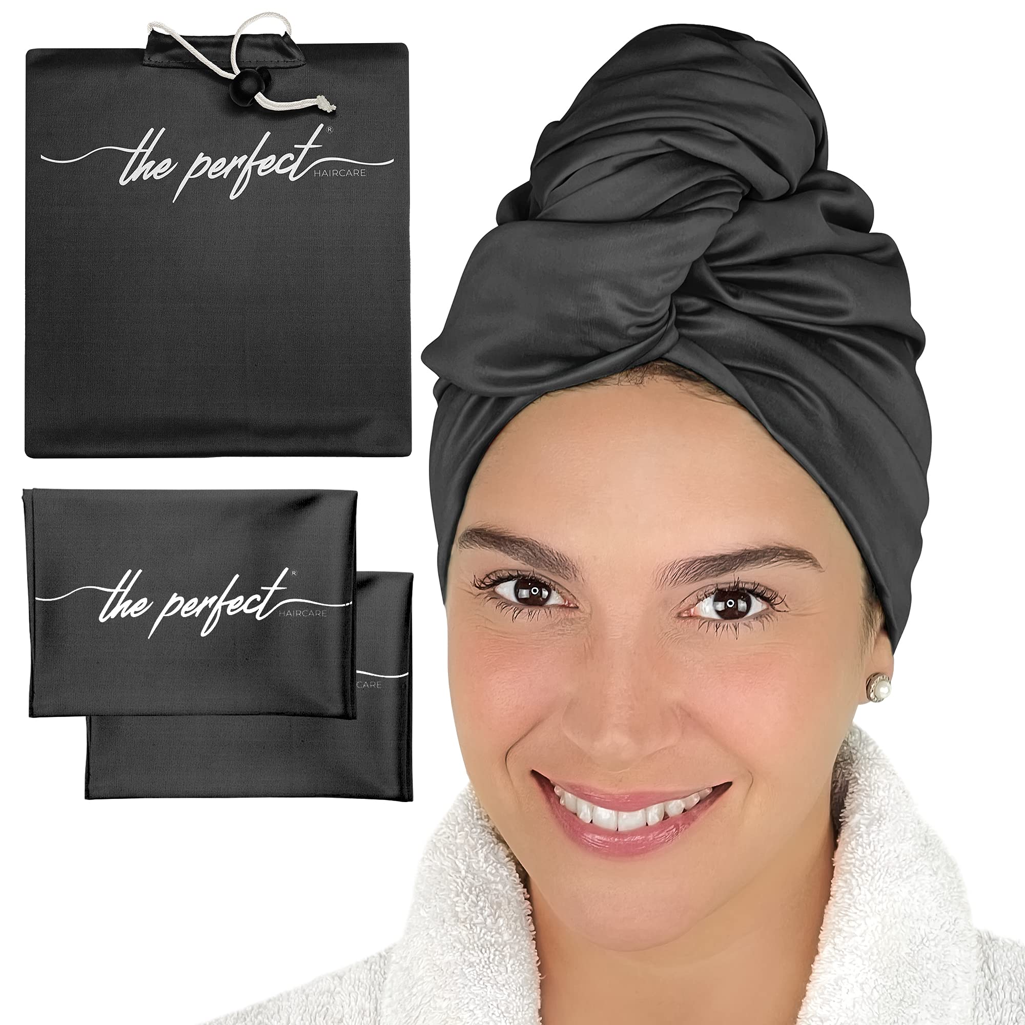 THE PERFECT HAIRCARE Curly Hair Girls Microfiber Plopping Towel Set Gift - Anti-frizz Silky Smooth Hair Drying Wrap for Women - 