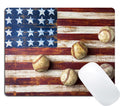 Wknoon Vintage Baseball Mouse Pad Rustic Wood Retro American Flag Design Mouse Pads
