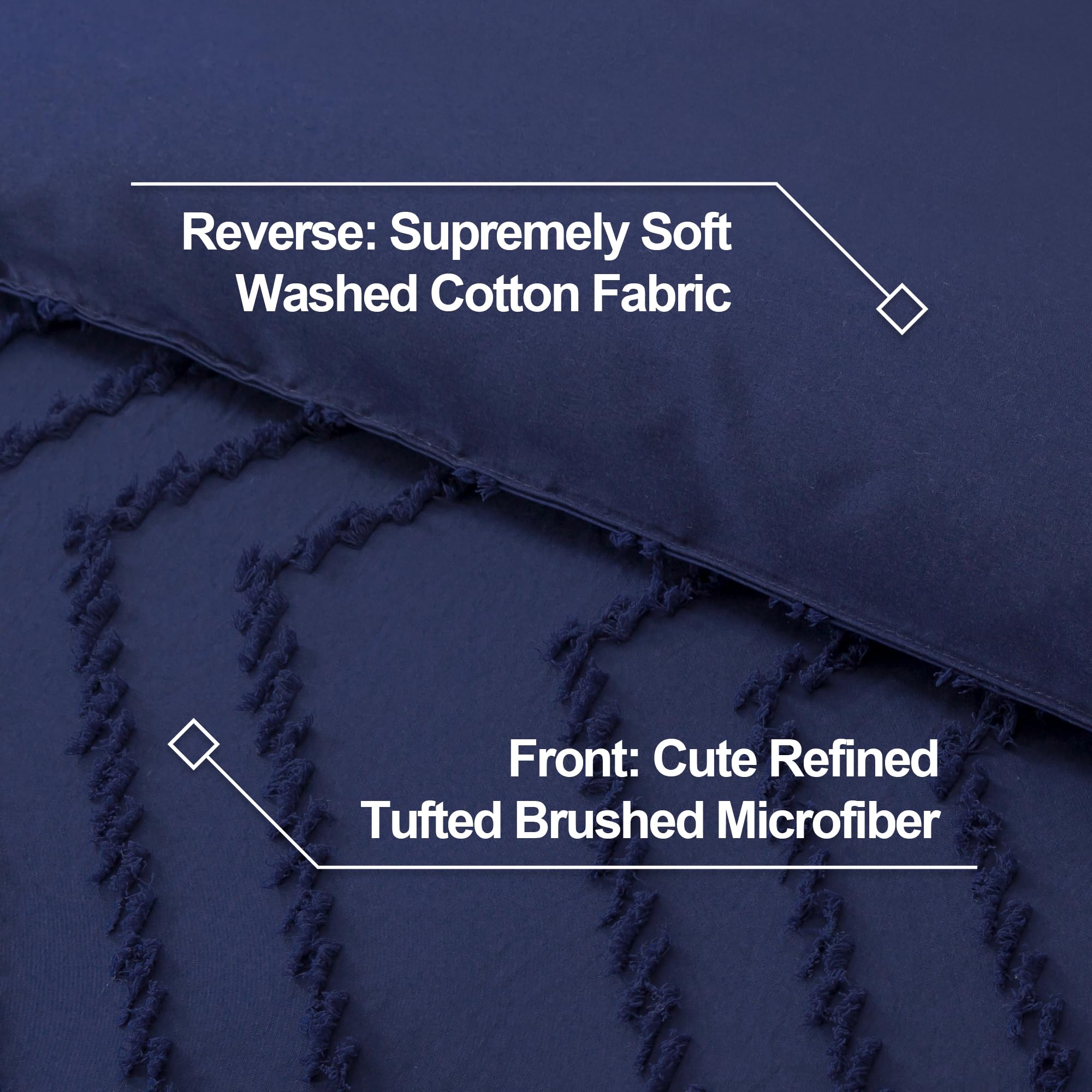 Litanika Navy Blue California King Comforter Set, 3 Pieces Cal King Oversized Chevron Tufted Bedding Comforter Sets, Fluffy Bed
