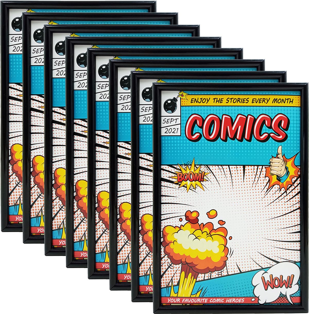 Memory Keeper Comic Book Frame, 8 Pack, Ultraviolet UV Protection, Fits Current Comics up to 6 3/4'' x 10 1/4'', Wall or Tableto