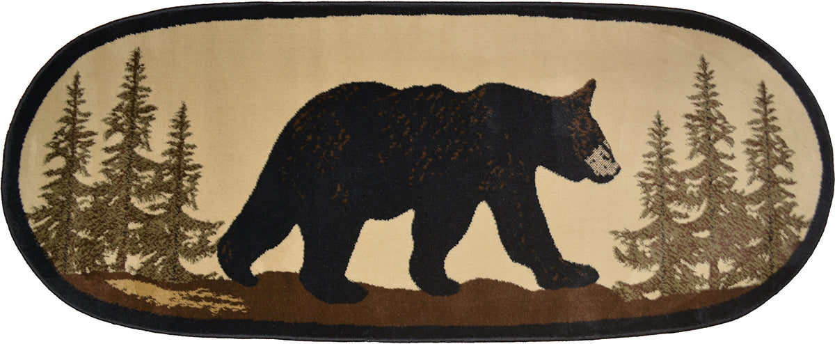 Rug Empire Rustic Lodge Novelty Area Rug, 26'' W x 63'' L, Bear Oval, Multi