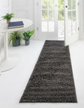Rugs.com - ber Cozy Solid Shag Collection Rug - 20 Ft Runner Graphite Gray Shag Rug Perfect for Hallways, Entryways