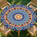 pickyNproud Round Tablecloth Waterproof round fitted tablecloth with elastic Fits 45-56 Round Tables for Dinner, Outdoor, Picnic