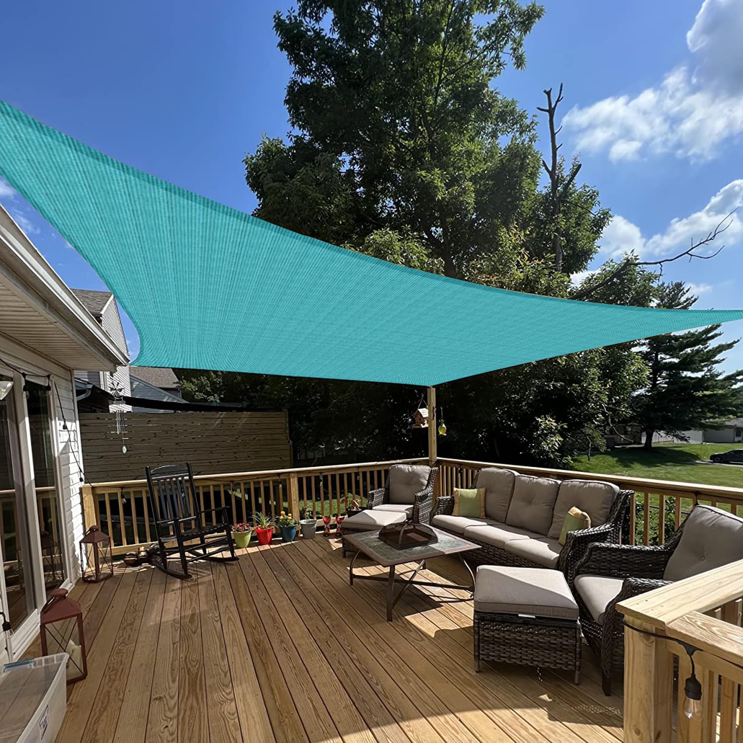E&K Sunrise 4' X 19' Sun Shade Sail Rectangle Canopy Shade Cover Uv Block For Patio Backyard Garden Outdoor (Turquoise)