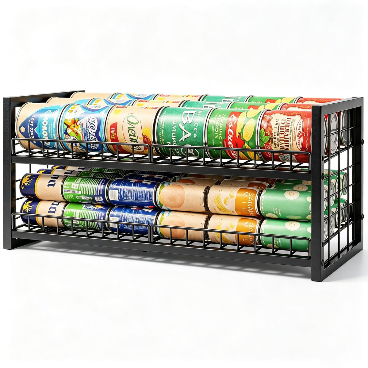JKsmart 2Tier Stackable Can Organizer, ExtraLong Can Holders for Pantry Storage, Adjustable Can Dispenser Holds Up to 64 Cans,
