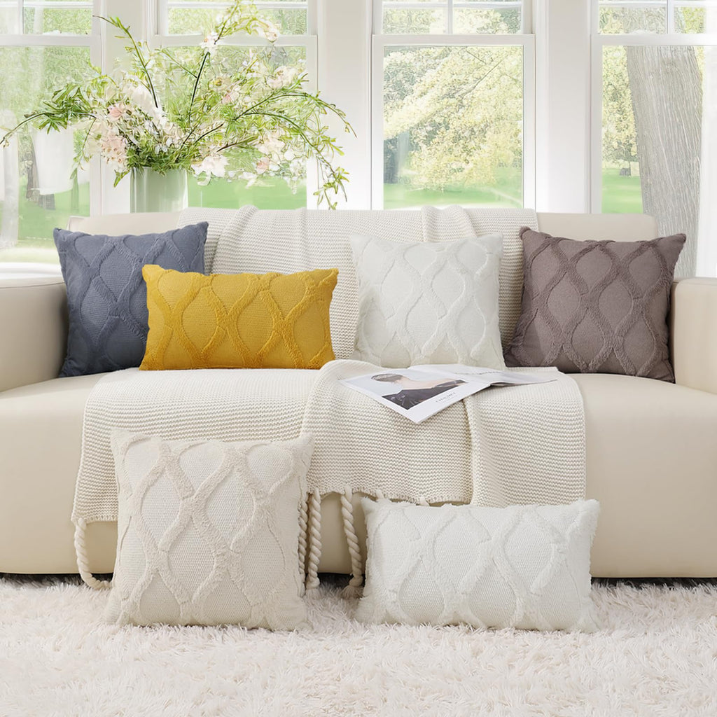 Decoruhome Throw Pillow Covers 20X20 Inch Set Of 2, Soft Plush Faux Fur Wool Mustard Yellow Couch Pillow Covers, Decorative Pillow Cases For Bed Sofa Living Room Home Decor