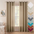 MIULEE Tan Brown Faux Linen Textured Semi Sheer Curtains 2 Panels Set for Bedroom Living Room, Light Filtering Privacy Curtains 