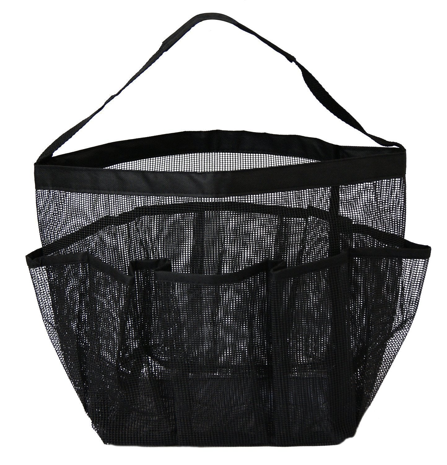 Eoocvt Mesh Shower Caddy, 8 Pockets Quick Dry Hanging Toiletry Tote Bag For Bathroom Shower Organizer Accessories (Black)