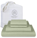 Threadmill 500 Thread Count King Size 4 Pc Luxury Cotton Bed Sheet Set, Jacquard Floria Sage Green, Silky Soft Sheets with 16'' 