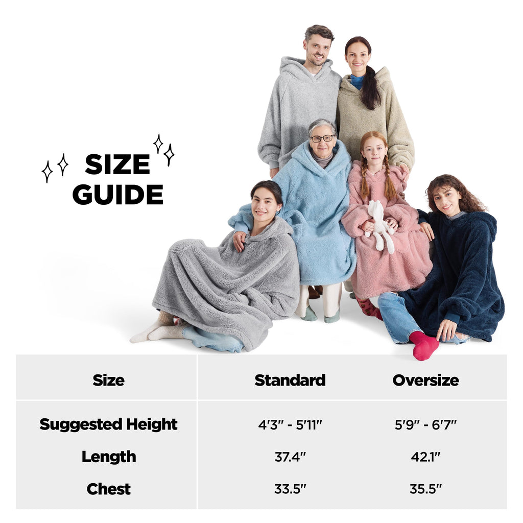 Bedsure Wearable Blanket Hoodie Gifts For Women - Cozy Sherpa Hoodie Blanket For Adult Men, Warm Hooded Blanket Sweatshirt, Dark