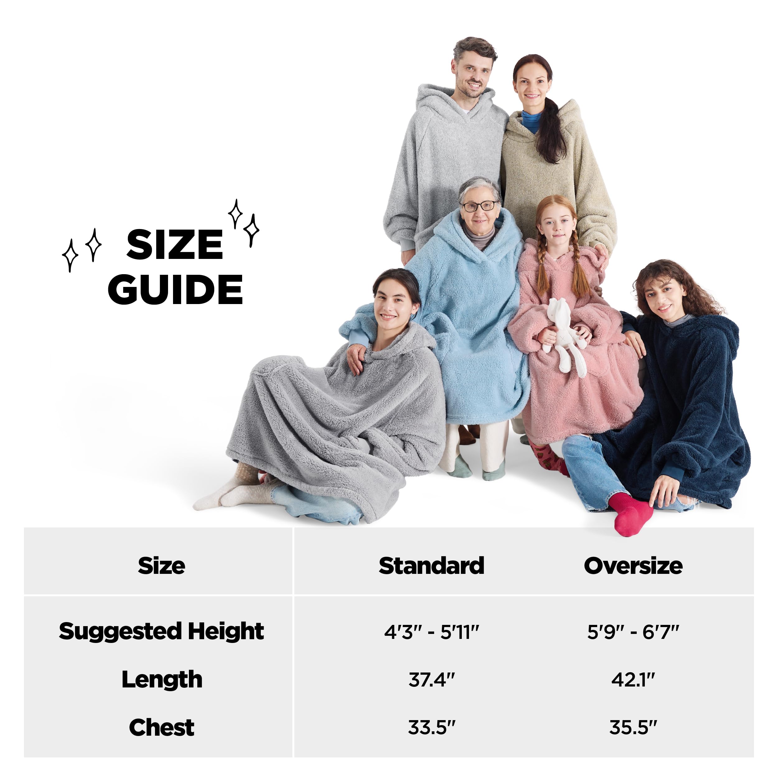 Bedsure Wearable Blanket Hoodie Gifts For Women - Cozy Sherpa Hoodie Blanket For Adult Men, Warm Hooded Blanket Sweatshirt, Dark