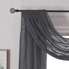 Donren Dark Grey Window Scarf For Outdoor Decoration - Add Luxury Beautiful Elegant Effect To Curtain Panels (1 Panel, 52 X 216