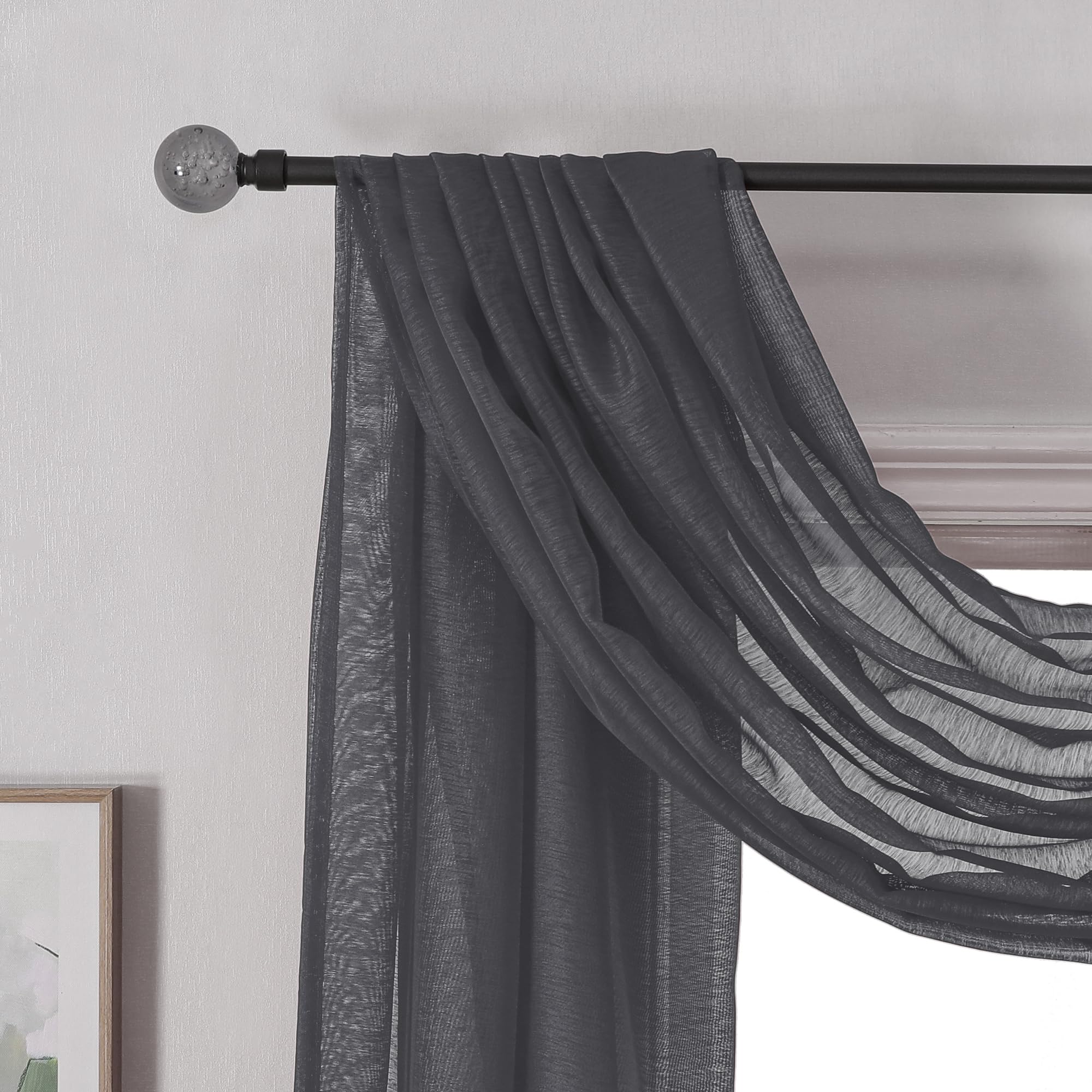 Donren Dark Grey Window Scarf For Outdoor Decoration - Add Luxury Beautiful Elegant Effect To Curtain Panels (1 Panel, 52 X 216