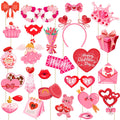 JXYCBZYing Hot Pink Valentine's Day Photo Booth Props - Pack of 24 | Happy Lovers Selfie Photo Booth Props for Valentines Day Pa