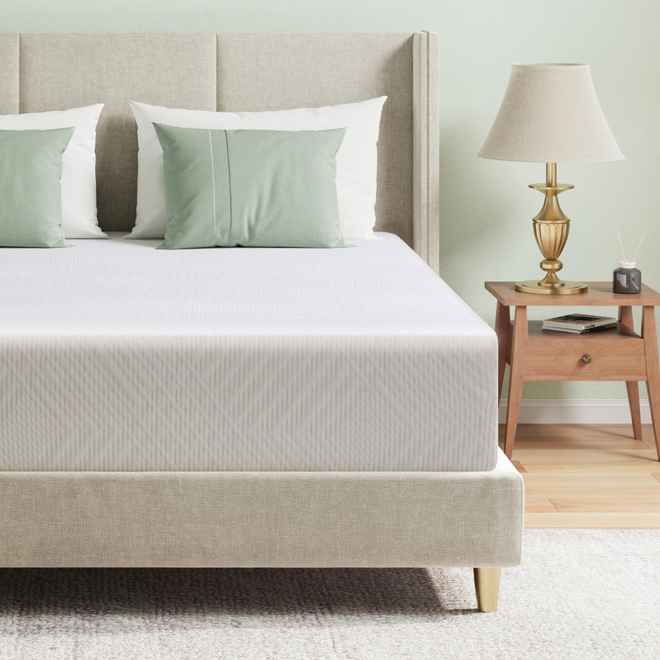 Queen Mattress in a Box, 12 inch Mattresses for Platform Bed Double Size Daybed, Green Tea Memory Foam Mattress for Cool Sleep &